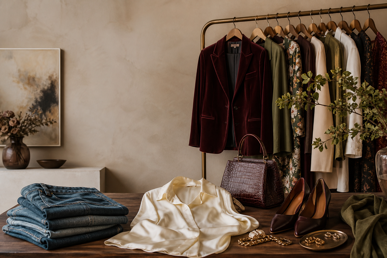 Curated resale fashion styled in a boutique setting